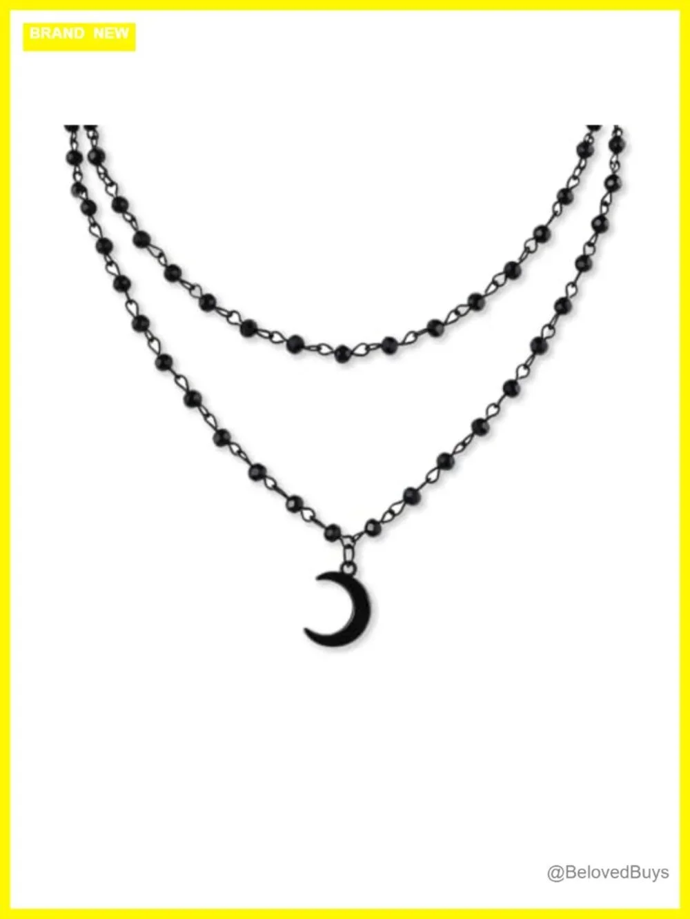 Gothic Crescent Moon Cross Pendant Necklace Beaded Choker